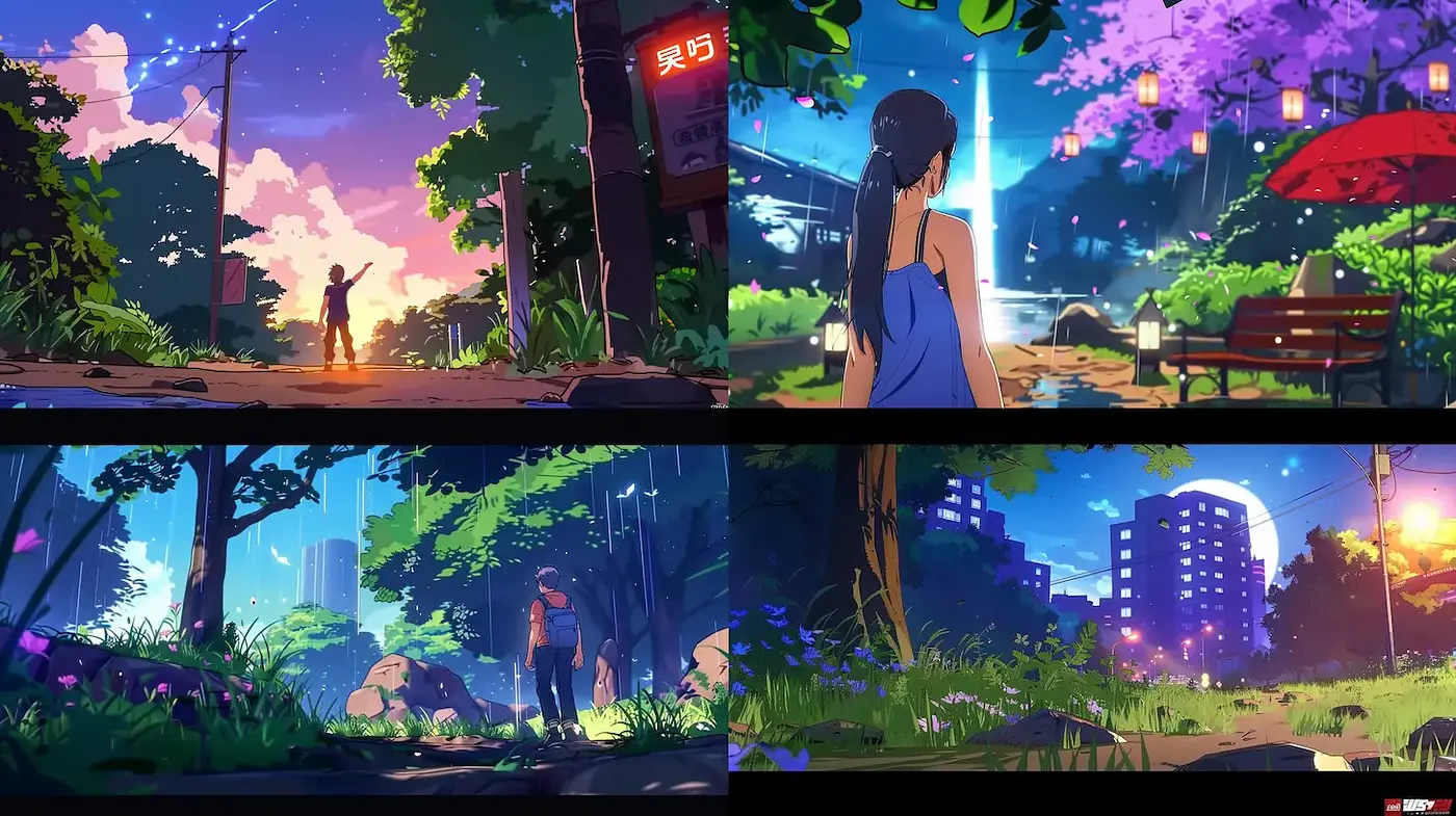 Vibrant and Lush Urban Serenity with a Hint of Mystery - Midjourney sref style