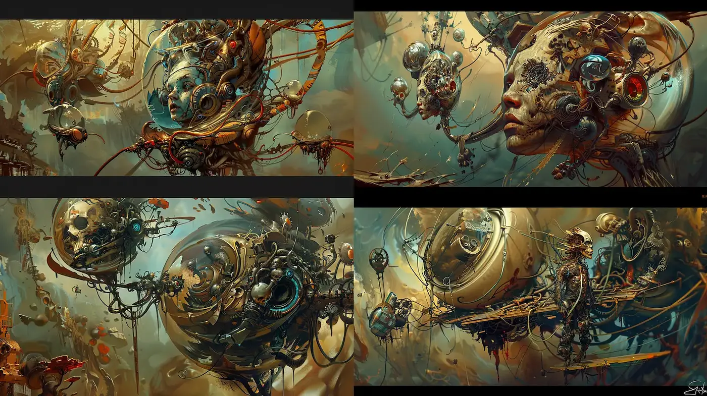 Intricate and surreal compositions with an ethereal touch - Midjourney sref style