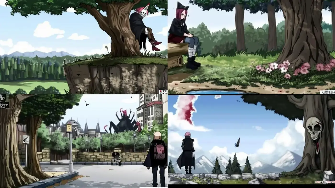 Consistent stylization across generative landscapes with character elements - Midjourney sref style