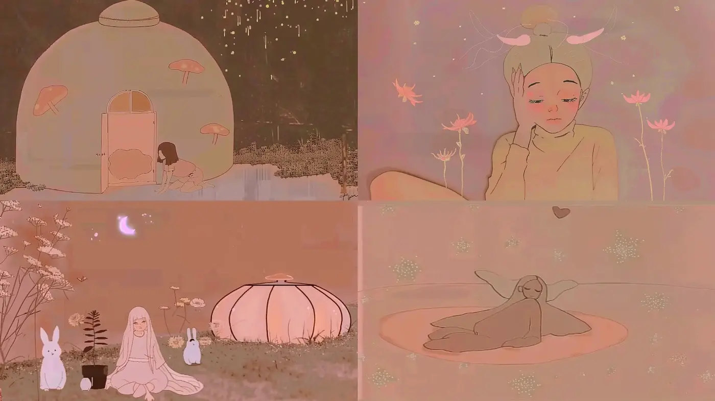 Ethereal Twilight Tones in Whimsical Storybook Illustrations - Midjourney sref style