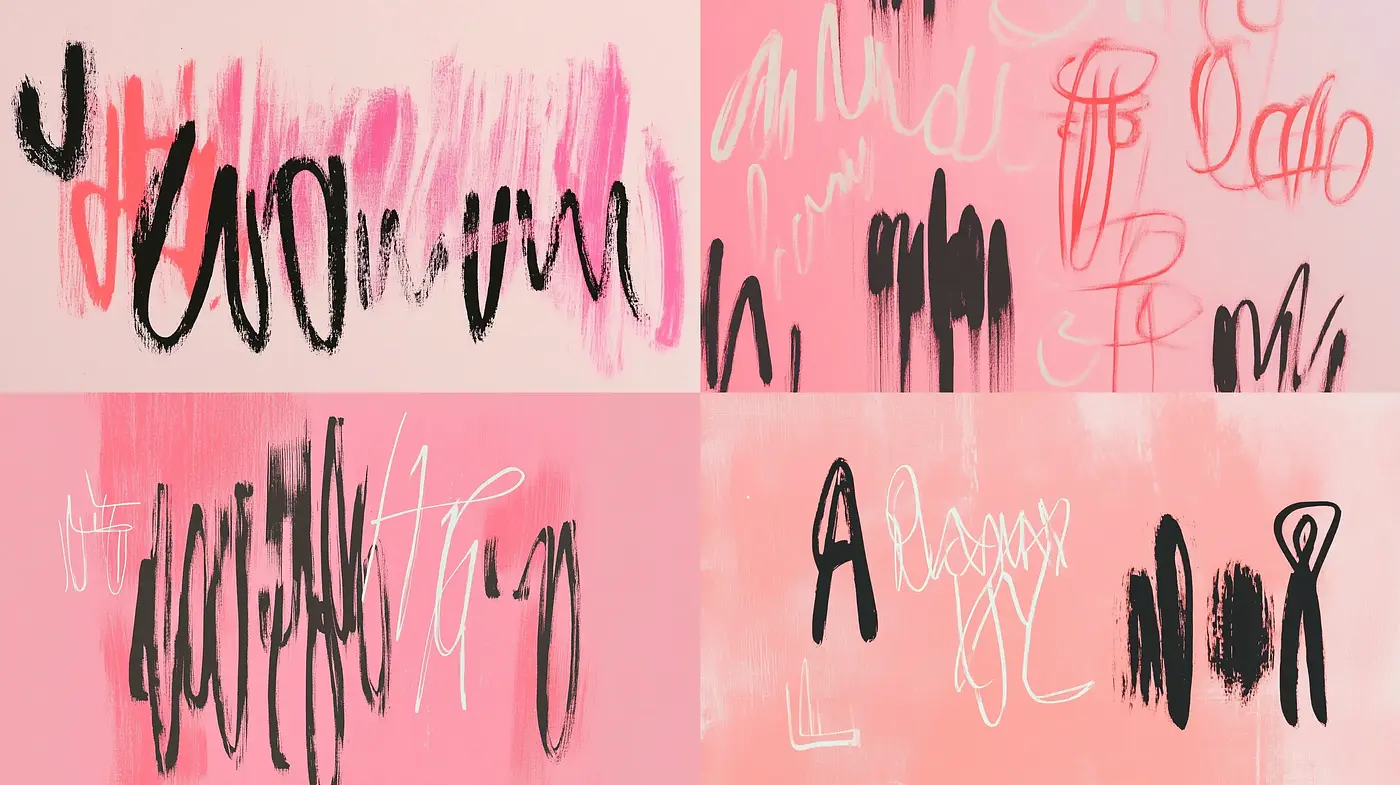 Abstract Expressionist Brushstroke Fusion on Salmon Pink - Midjourney sref style