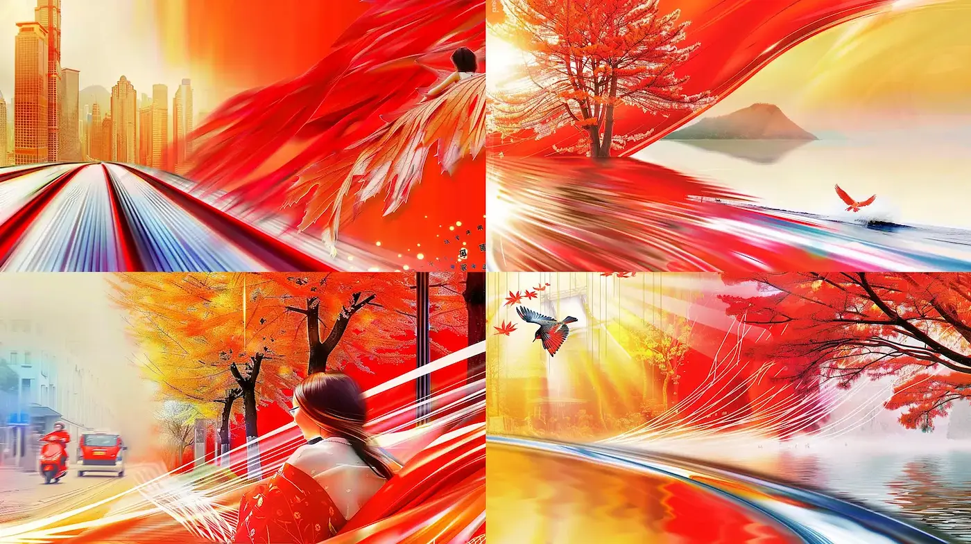 Dynamic Autumn Landscapes with a Vivid Vibe - Midjourney sref style