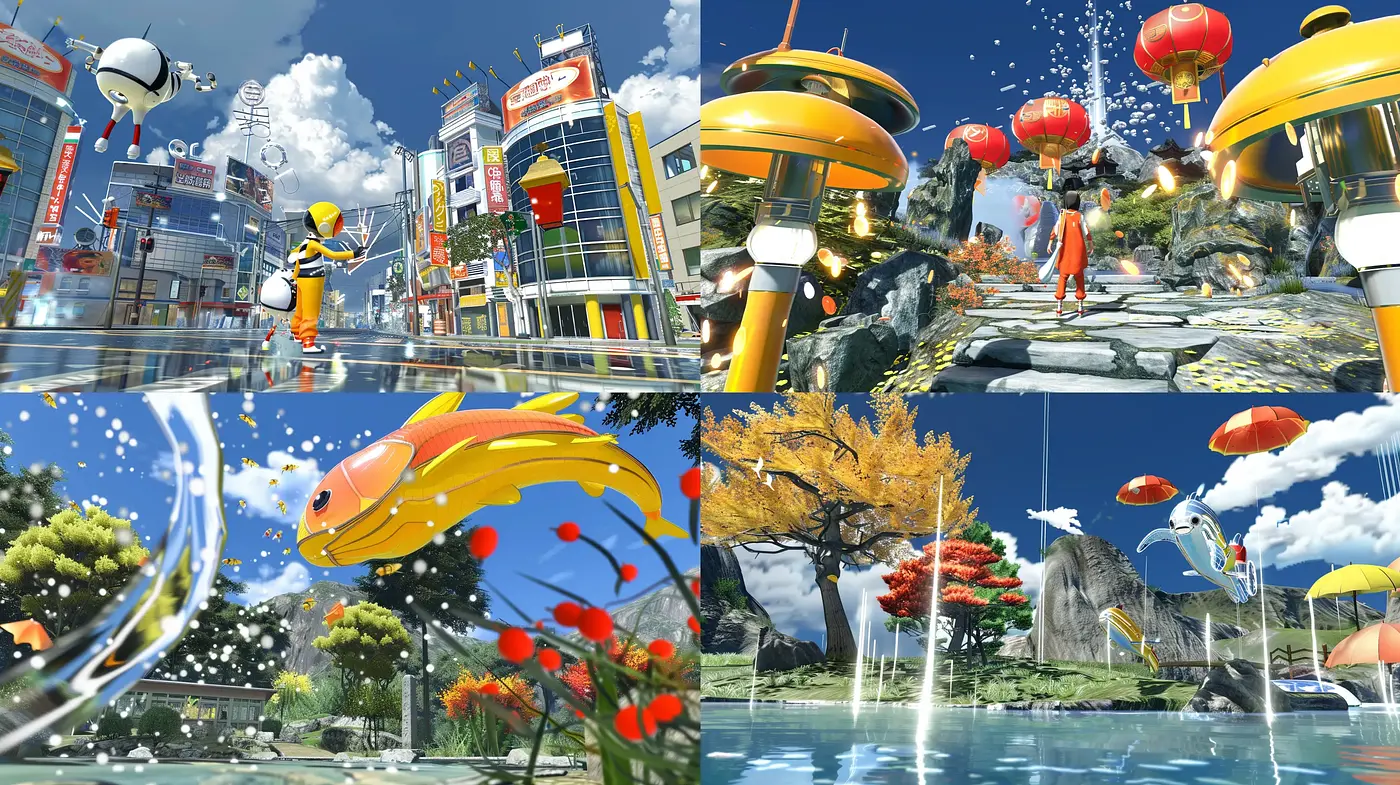 Futuristic Edo-Period Mashup with Vivid Ukiyo-e Inspirations - Midjourney sref style
