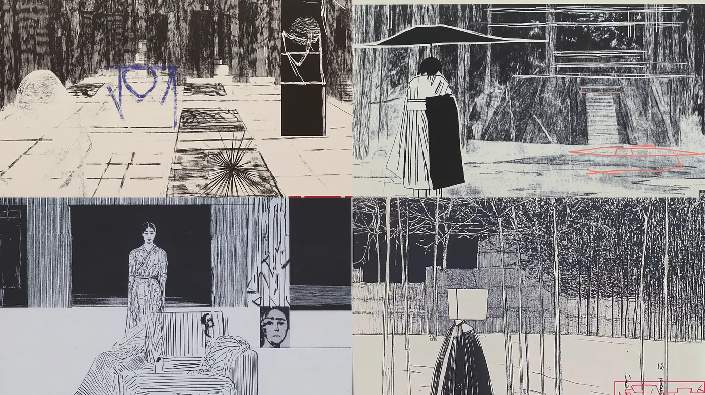 Stark Contrast and Linear Intricacy: A Homage to Traditional Woodcut Techniques - Midjourney sref style