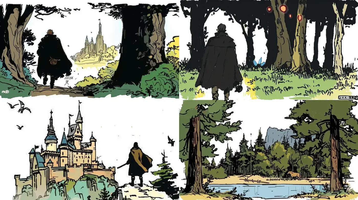 Whimsical and Enchanting Landscapes with a Retro Illustration Style - Midjourney sref style
