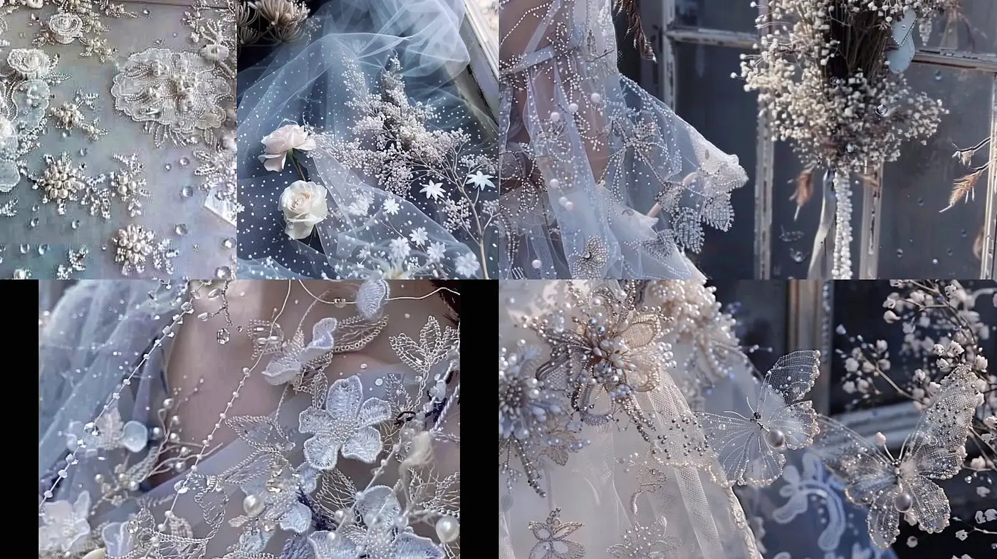 Ethereal Lacework Fantasy in Monochrome Tones - Midjourney sref style