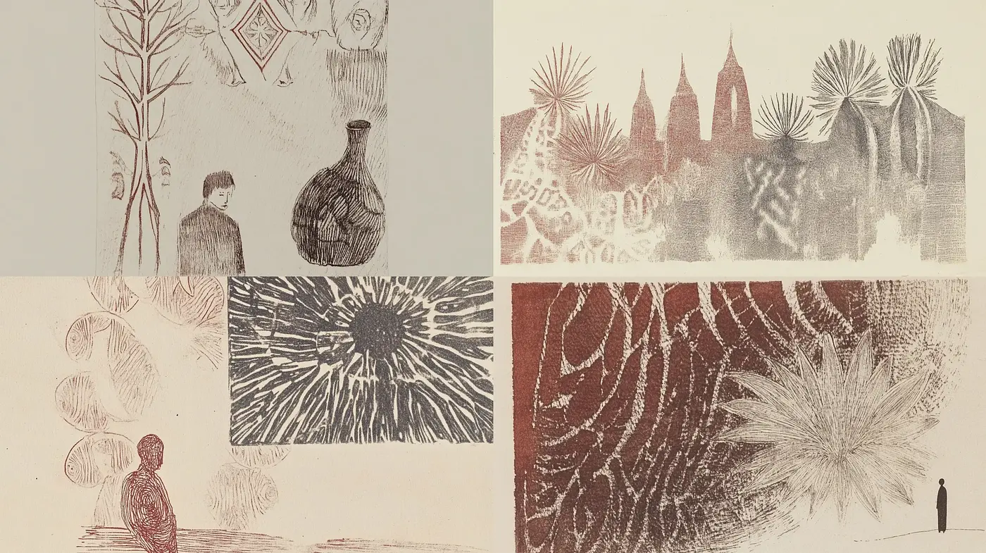 A Tapestry of Sepia and Ink: Exploring Textured Monochrome Narratives - Midjourney sref style