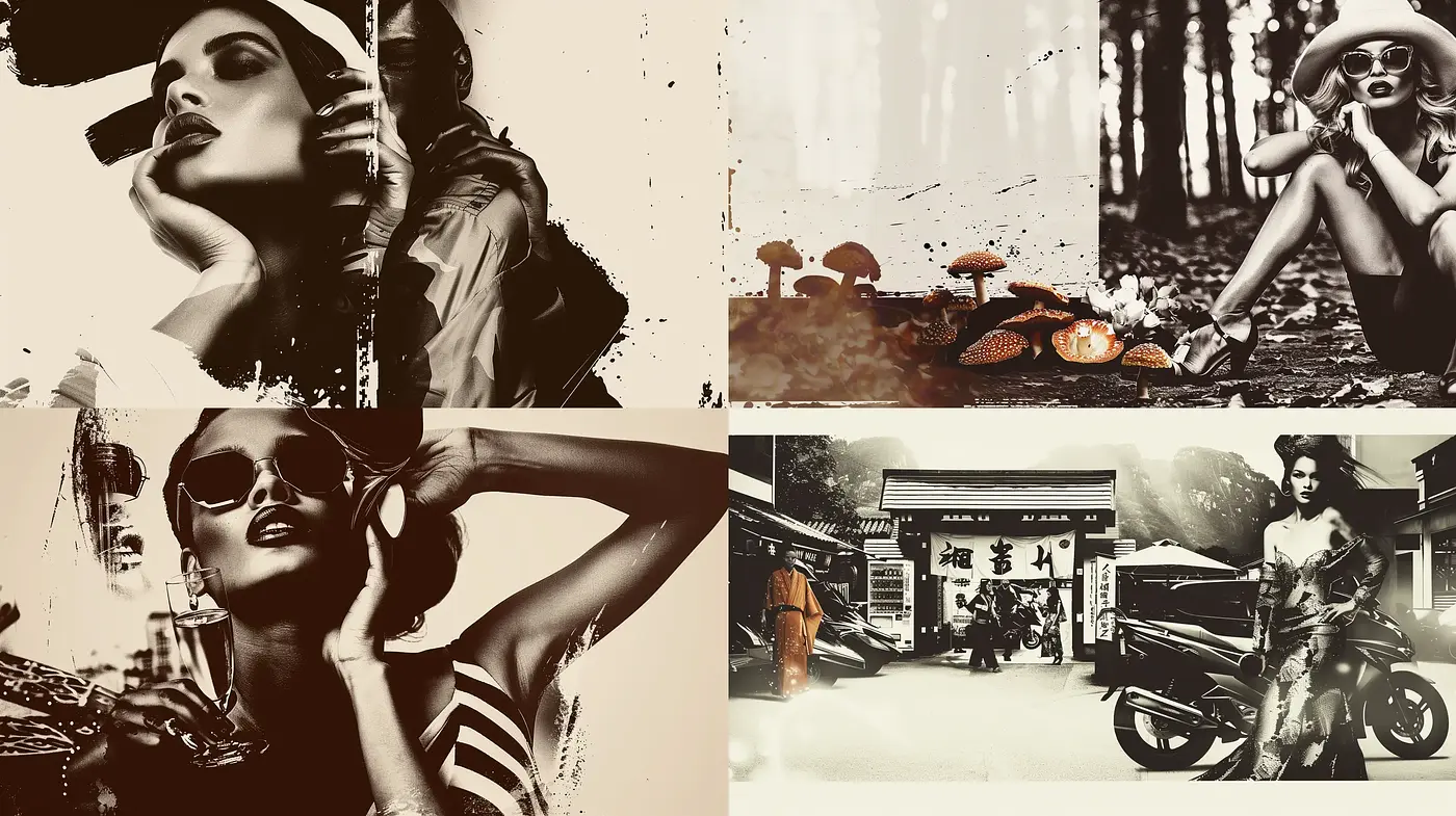 Sepia-Toned Grunge Fusion with Retro Sensibilities - Midjourney sref style