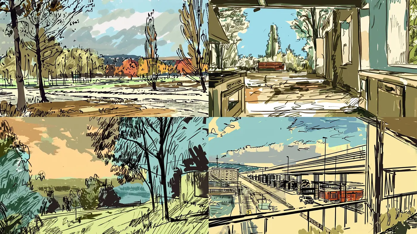 Consistent Sketch-like Elegance with a Touch of Post-Impressionist Vibrancy - Midjourney sref style