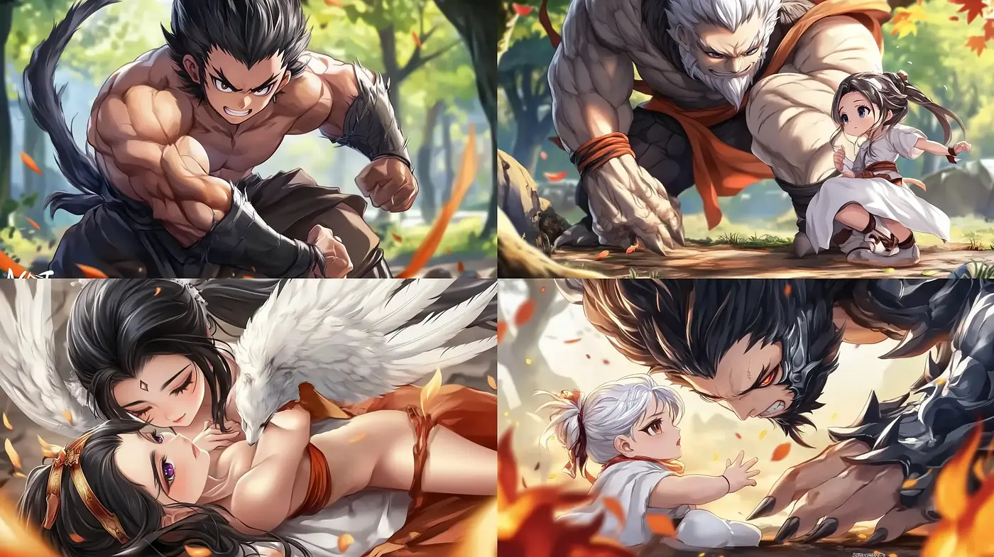 Dynamic Anime-Inspired Character Illustrations with Vibrant Tones - Midjourney sref style