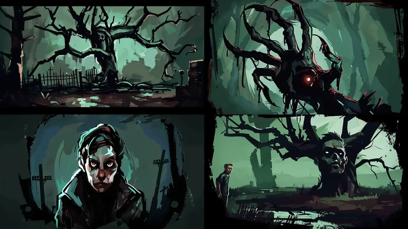 Moody and Atmospheric Dark Fantasy Art with an Eerie Aesthetic - Midjourney sref style