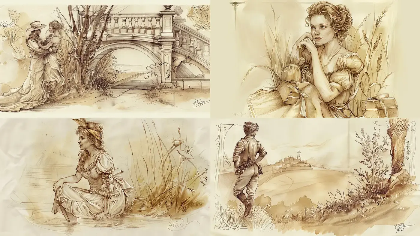 Romantic Aesthetic with Vintage Elegance and Soft Earthy Tones - Midjourney sref style