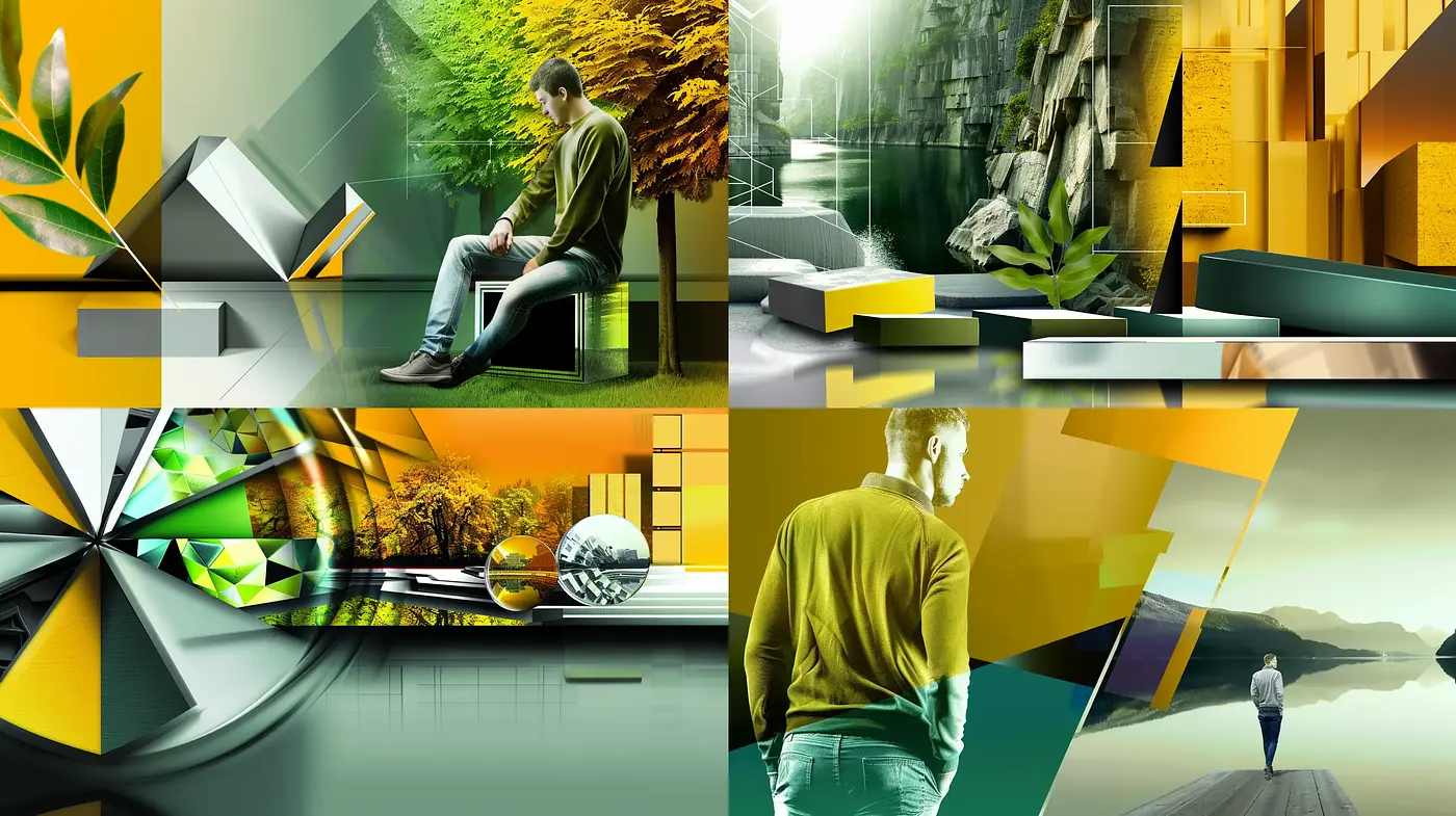 Surreal Geometric Harmony with a Luminous Verdant Essence - Midjourney sref style