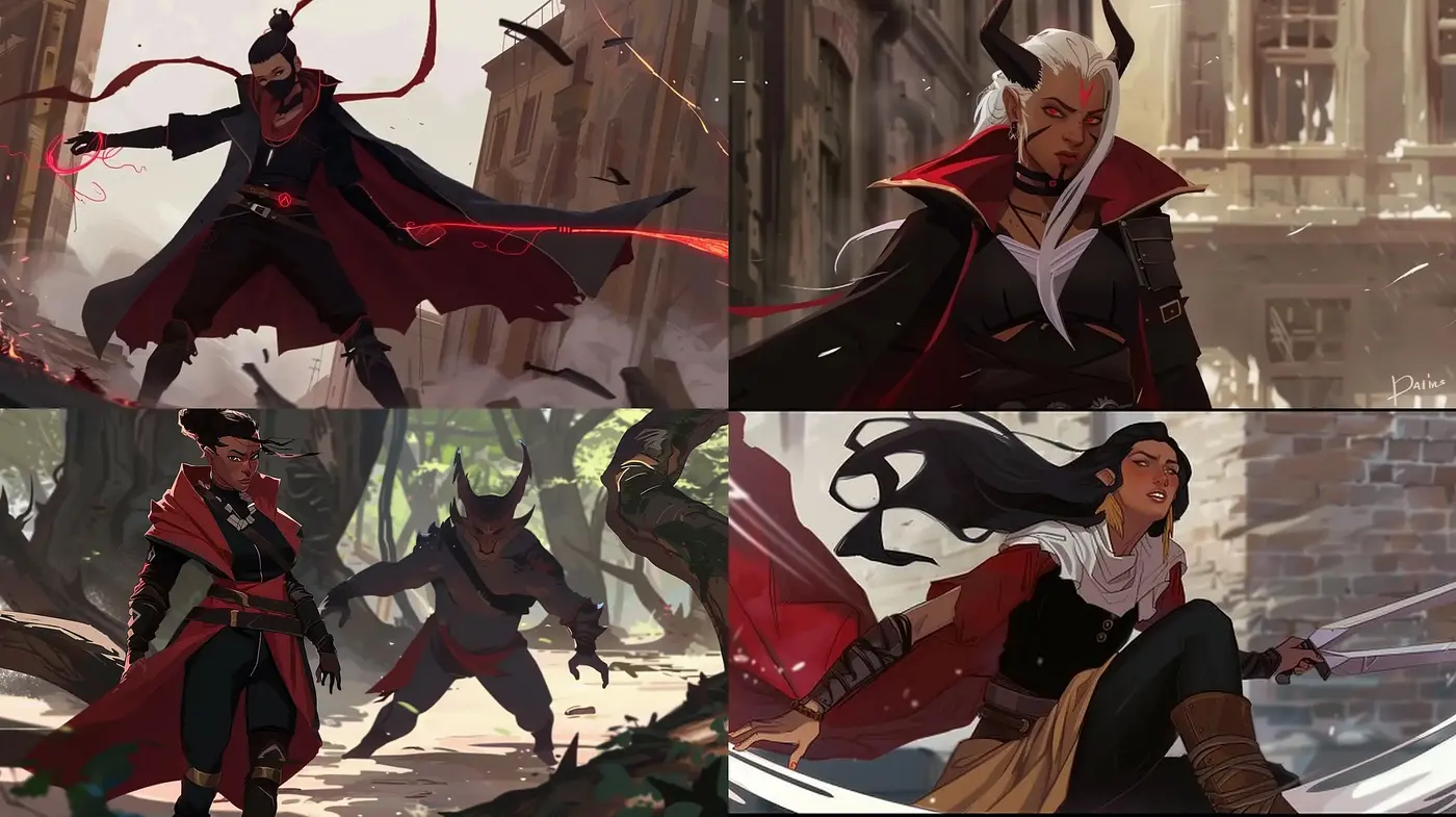 Dynamic Brushstrokes and Vibrant Action in Fantasy Illustration - Midjourney sref style