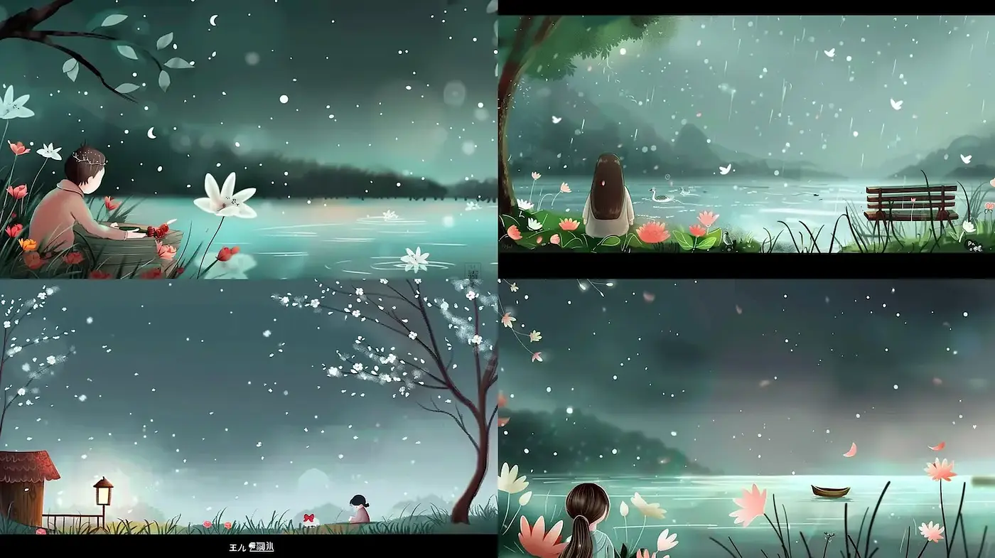 Serene and Dreamlike Landscapes with Enchanting Reflections - Midjourney sref style