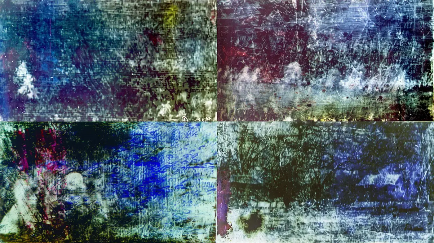 Textured Abstract Landscapes with a Grainy and Distressed Aesthetic - Midjourney sref style