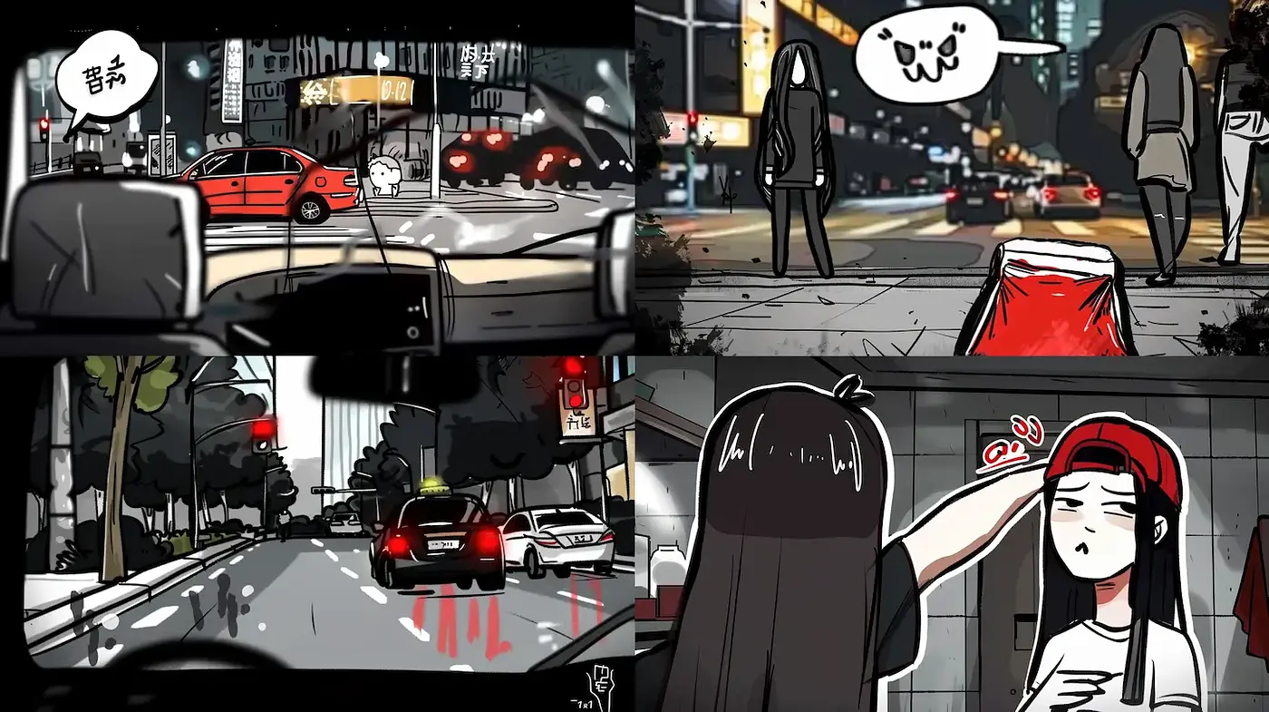 Cinematic Urban Storytelling with a Stylized Cartoon Influence - Midjourney sref style