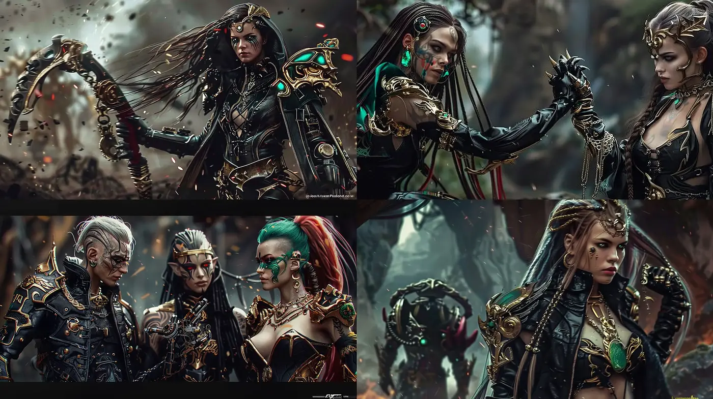 Dark Elegance in Dystopian Fantasy - Midjourney sref style