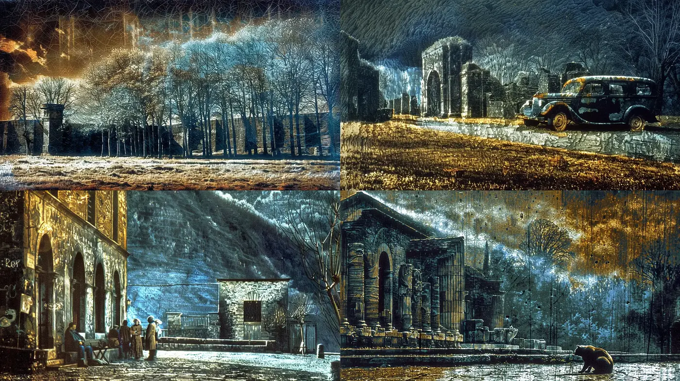 Ethereal Nocturnes of Melancholic Epochs - Midjourney sref style
