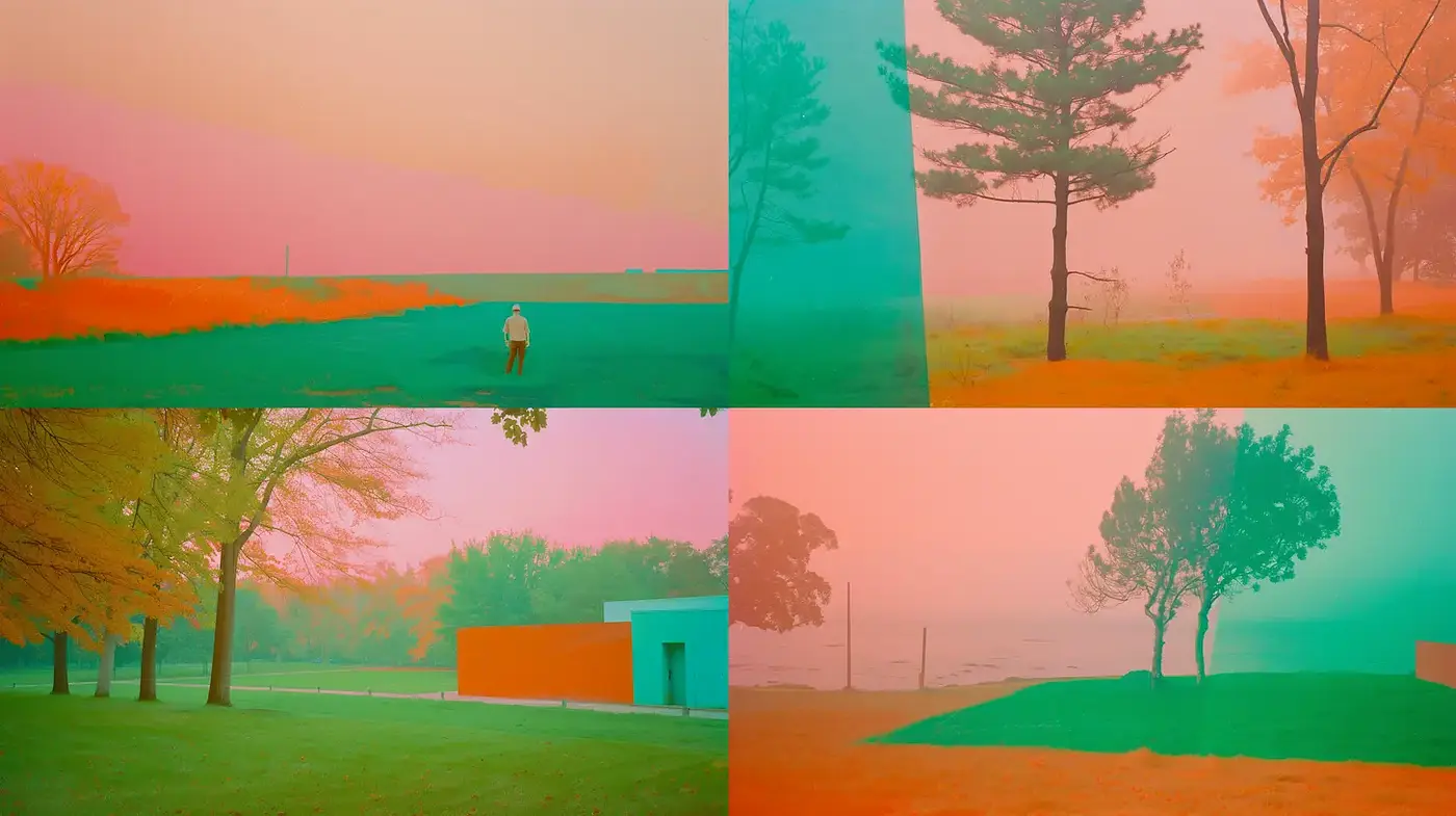 Surreal Landscape Aesthetic with Strong Color Play - Midjourney sref style
