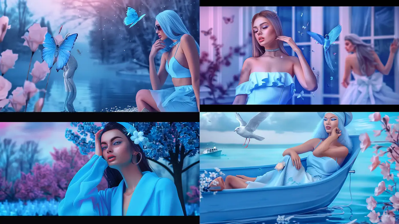 Surreal Serenity in Cerulean Dreamscape - Midjourney sref style