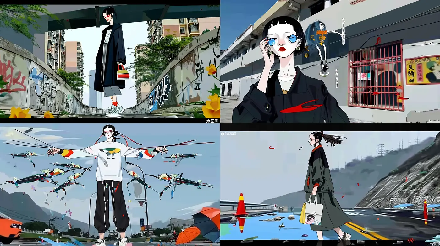 Urban Anime Elegance with a Monochromatic Twist - Midjourney sref style