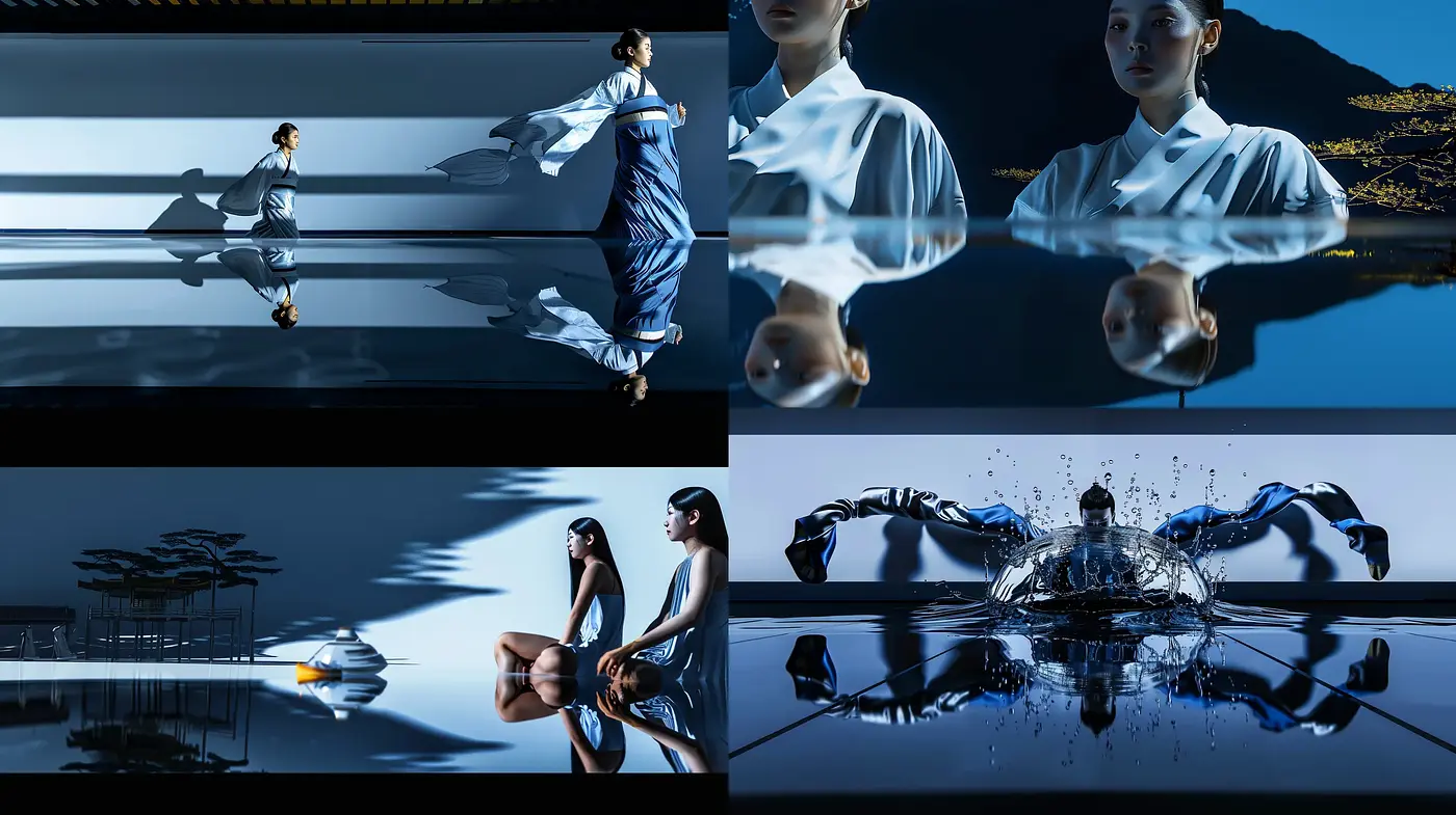 Reflective Serenity: A Fusion of Modern Aesthetics with Surrealism - Midjourney sref style