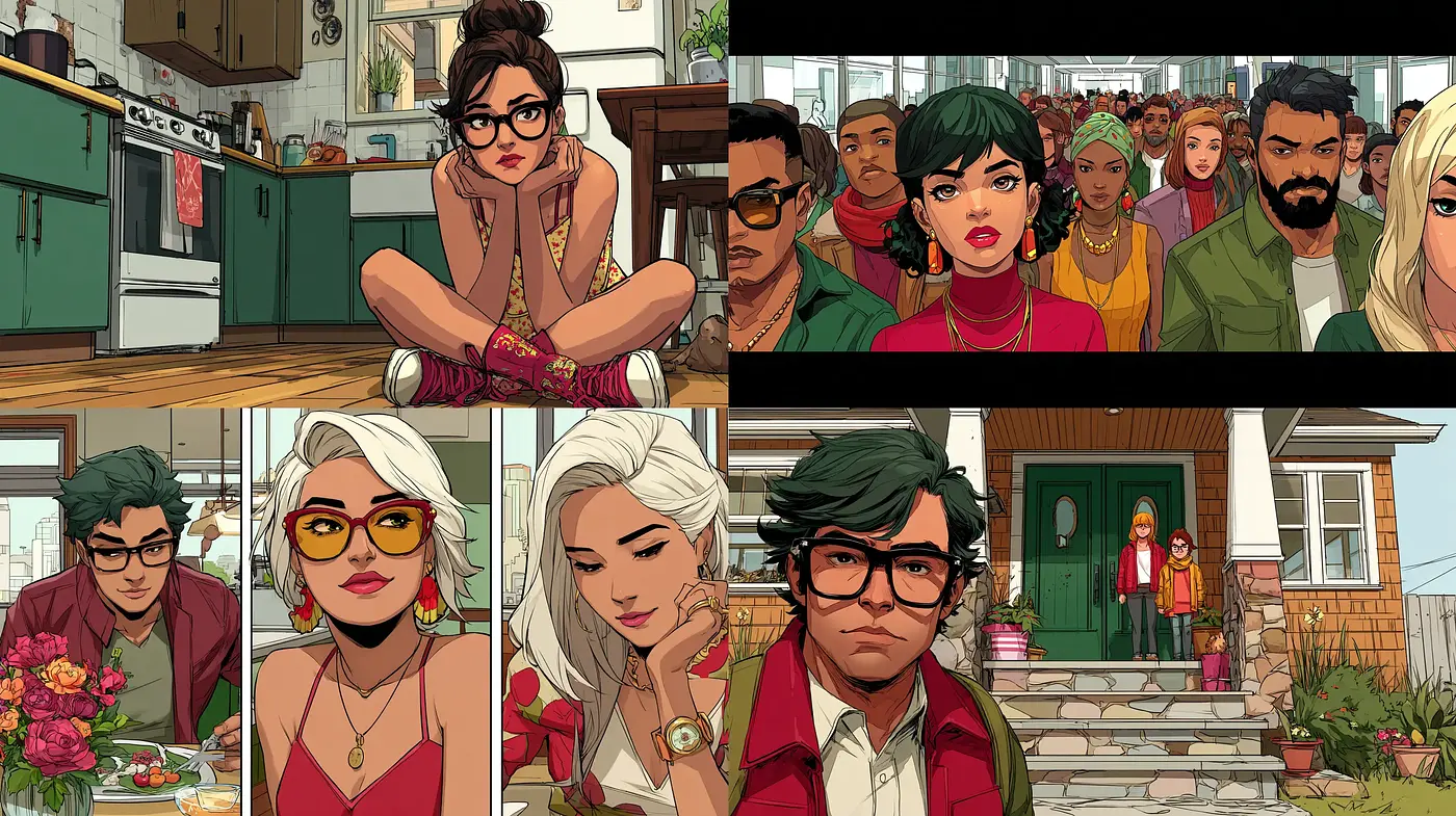 Vibrant and Stylized Contemporary Illustrations with a Nostalgic Touch - Midjourney sref style