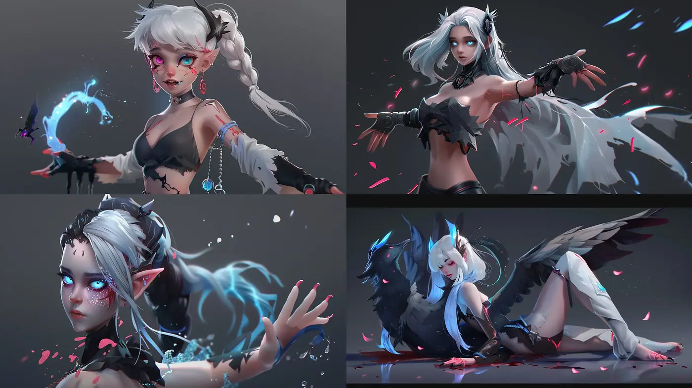 Ethereal Anime-Inspired Fantastical Portraits with Neon Accents - Midjourney sref style