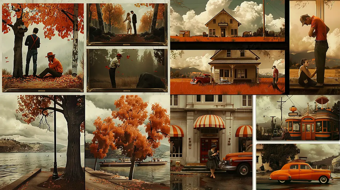 Autumnal Hues and Cinematic Nostalgia: A Study in Sepia Tones and Textural Unity - Midjourney sref style