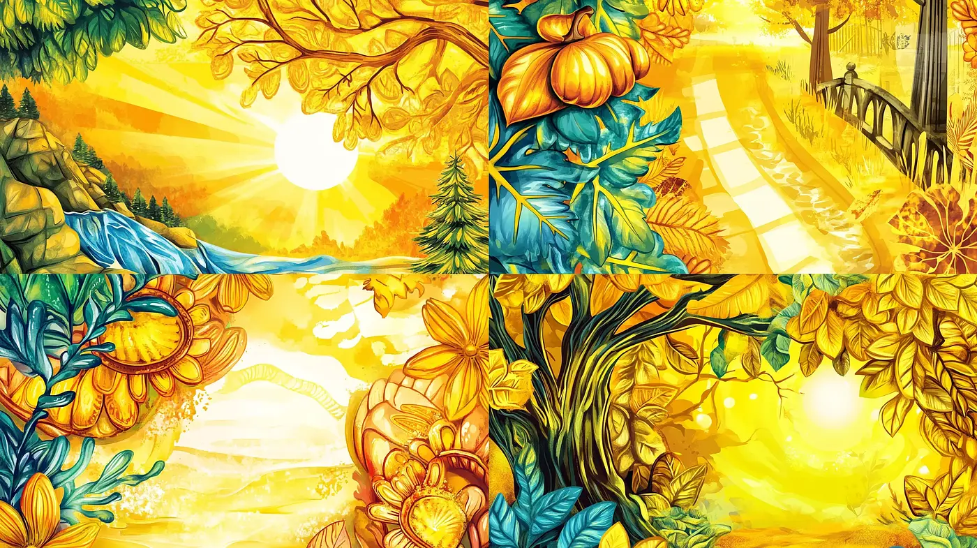 Radiant Arboreal Dreamscape in Stylized Color - Midjourney sref style