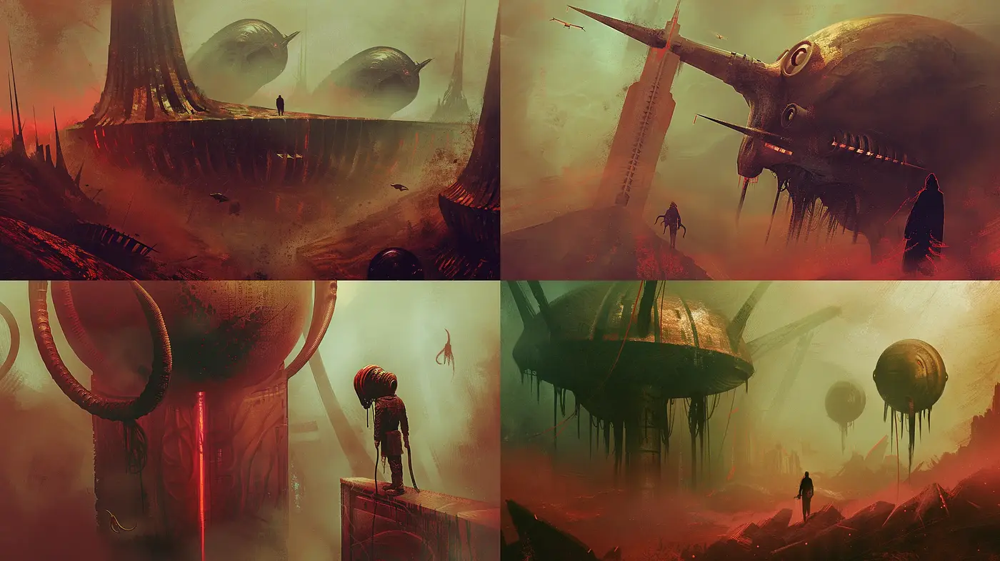 Dystopian Dreamscape: An Ode to Surreal Futurism - Midjourney sref style