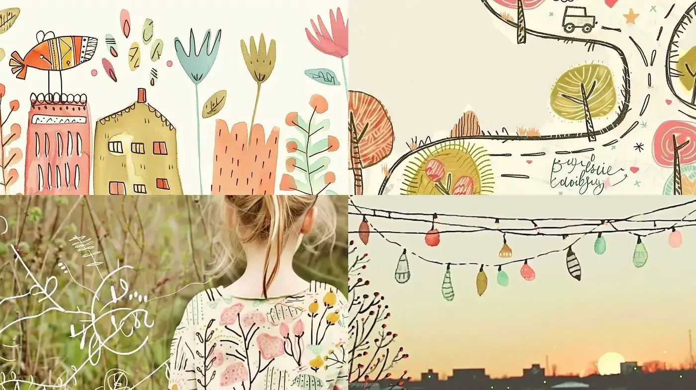 Whimsical and Playful Illustration Style with a Warm Touch - Midjourney sref style