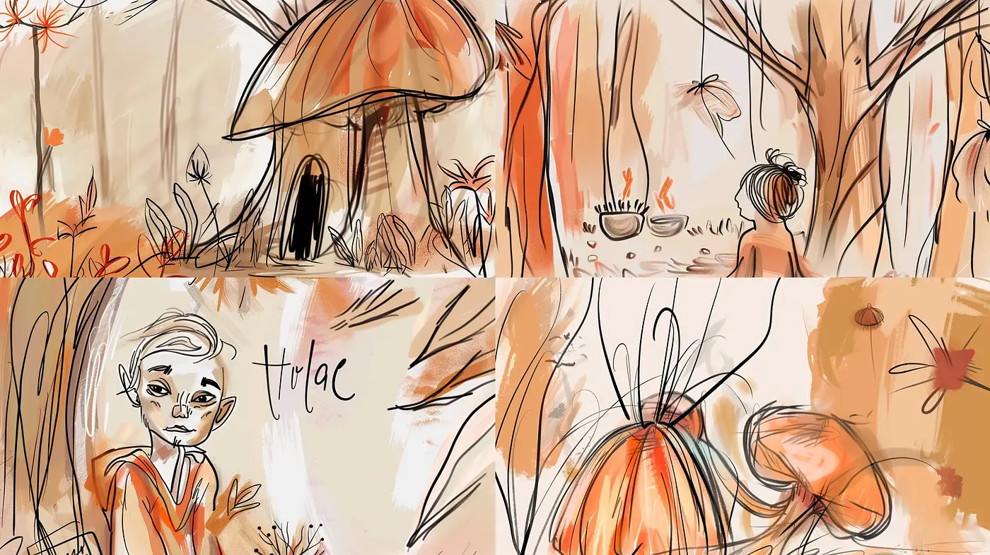Autumnal Sketchbook Essence with Whimsical Flair - Midjourney sref style