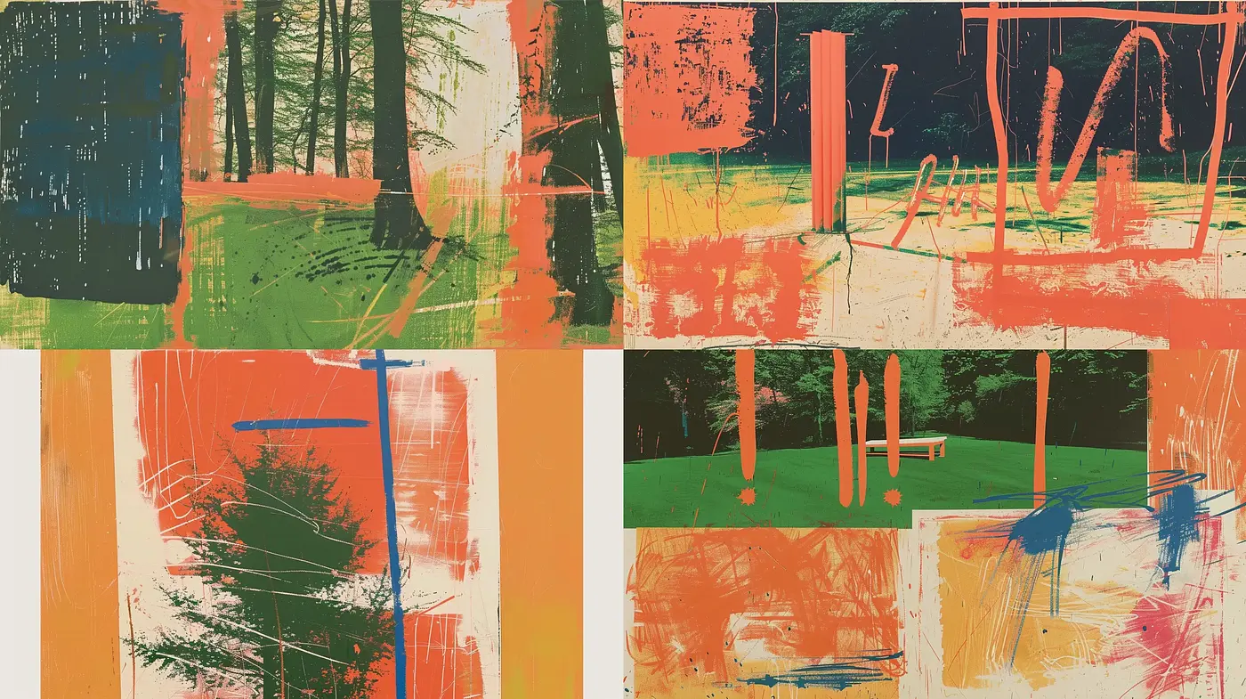 Abstract Expressionist Fusion with Textured Brushwork and Warm Tones - Midjourney sref style