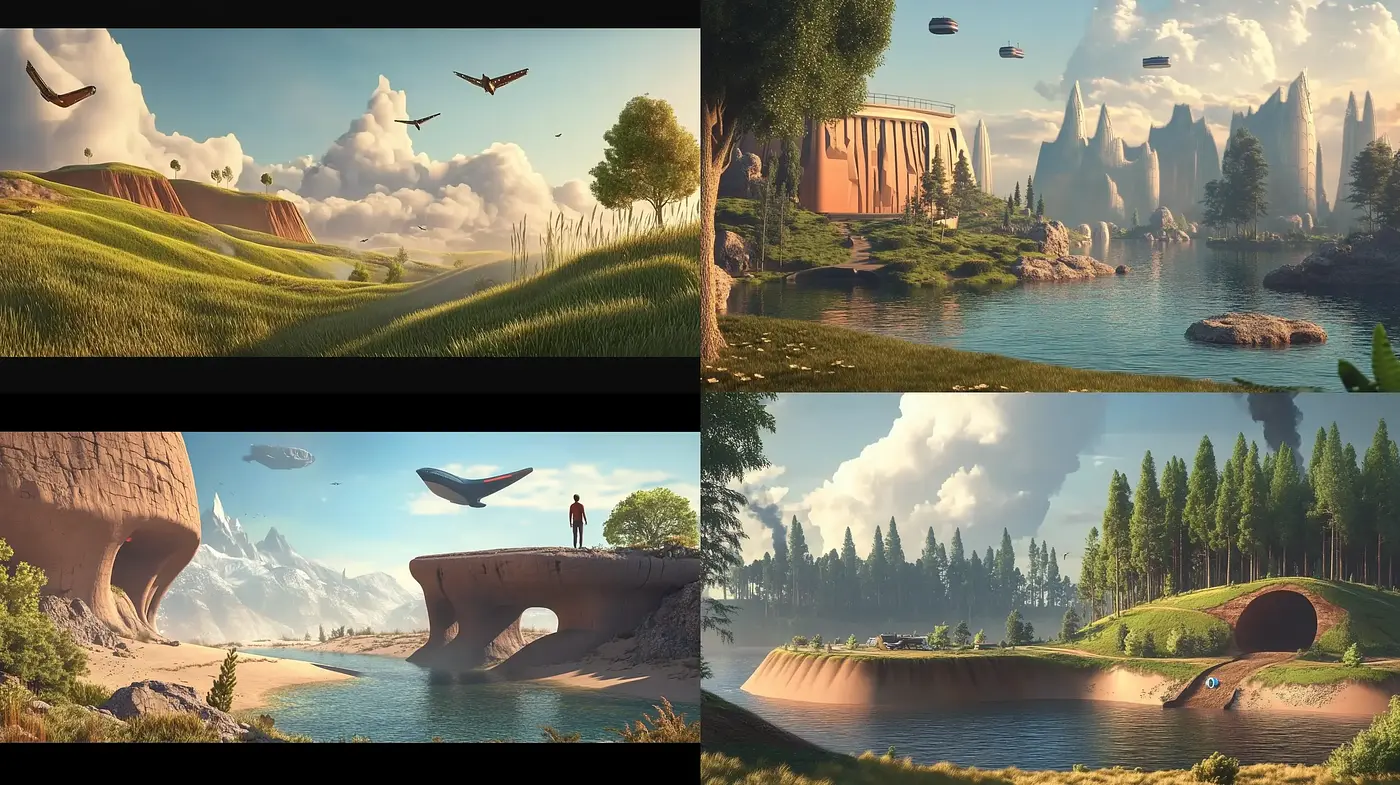 Idyllic Utopian Vistas: A Harmonious Fusion of Nature and Futurism - Midjourney sref style