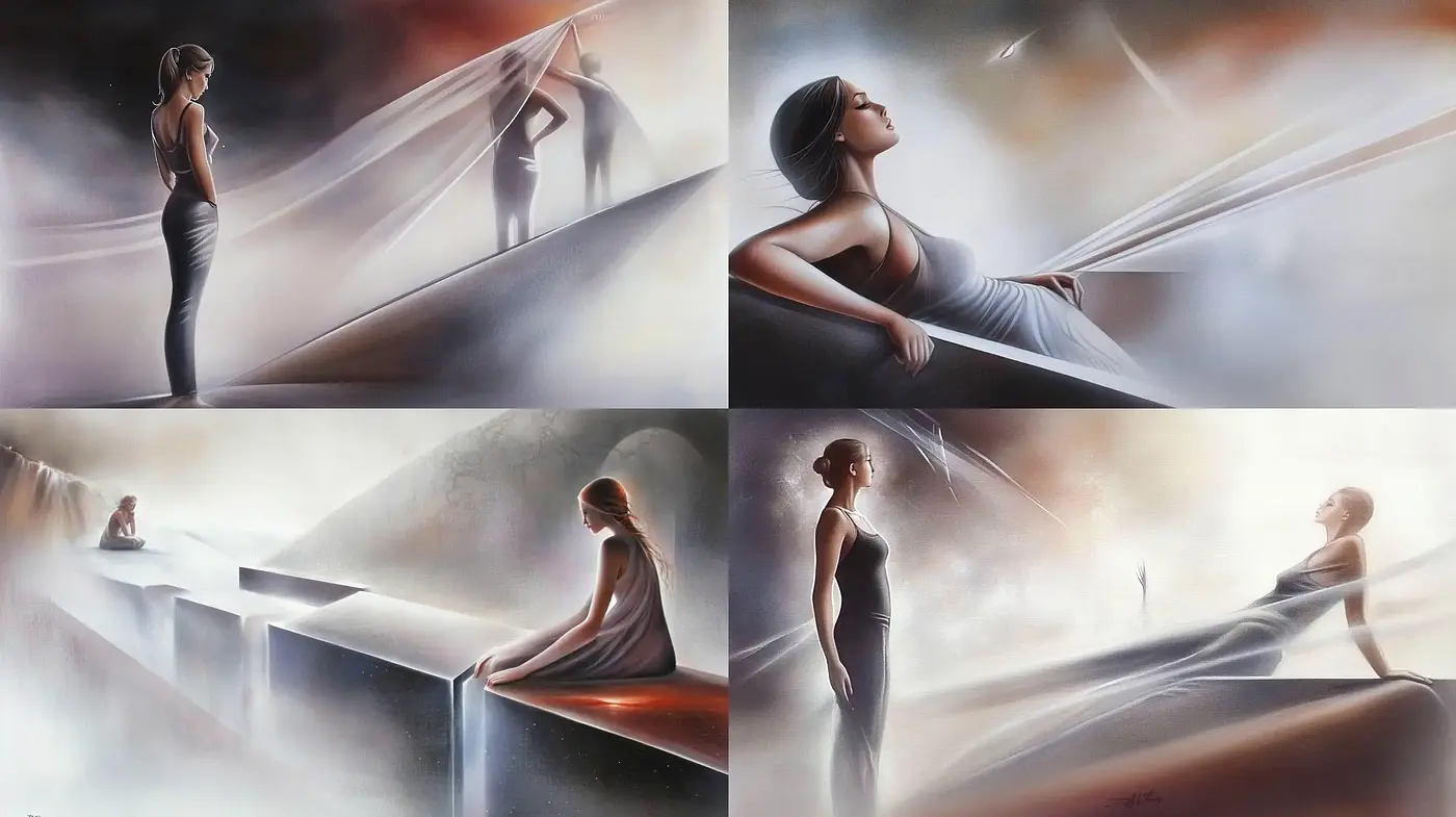 Serene Elegance in Ethereal Grayscale: A Harmonious Blend of Soft Textures and Dreamlike Atmosphere - Midjourney sref style