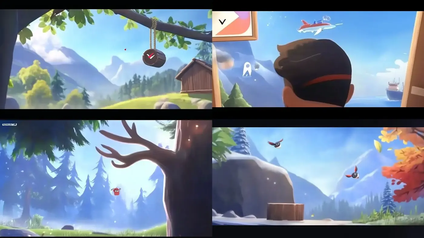 Serene Animated Landscapes: Tranquil Vistas with a Modern Cartoon Essence - Midjourney sref style