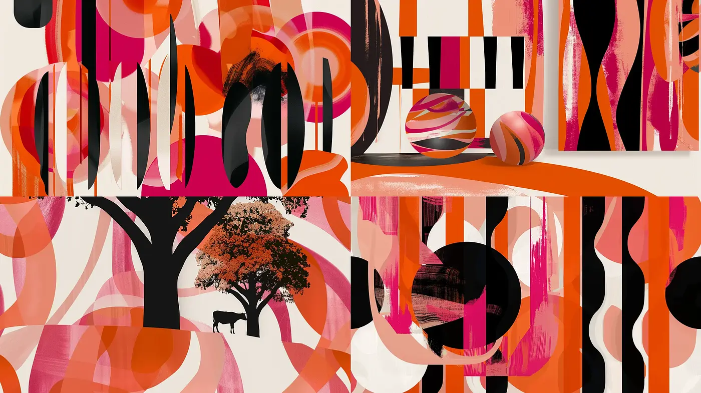 Contemporary Abstract Fusion with a Vivid Chromatic Presence - Midjourney sref style