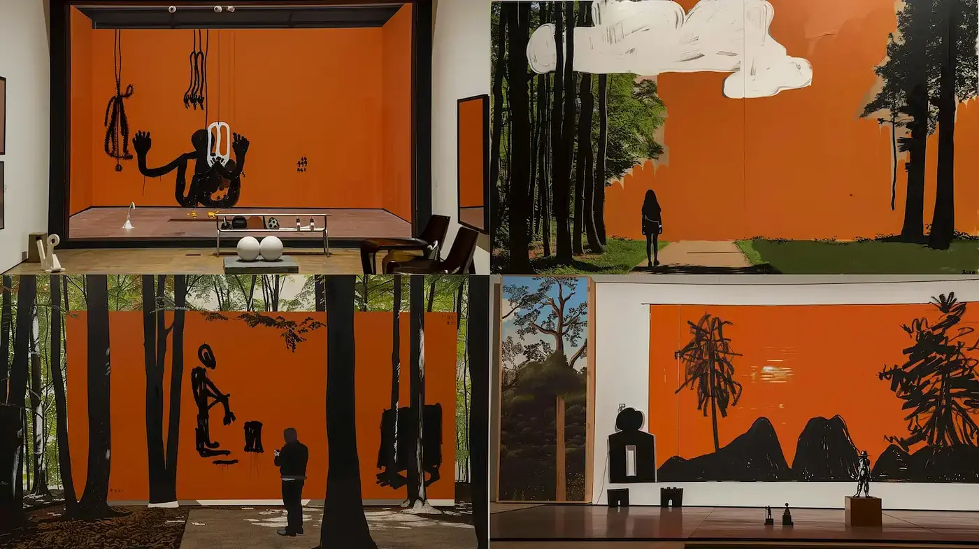 Exploration of Bold Contrast and Minimalist Elements in Artistic Expression - Midjourney sref style