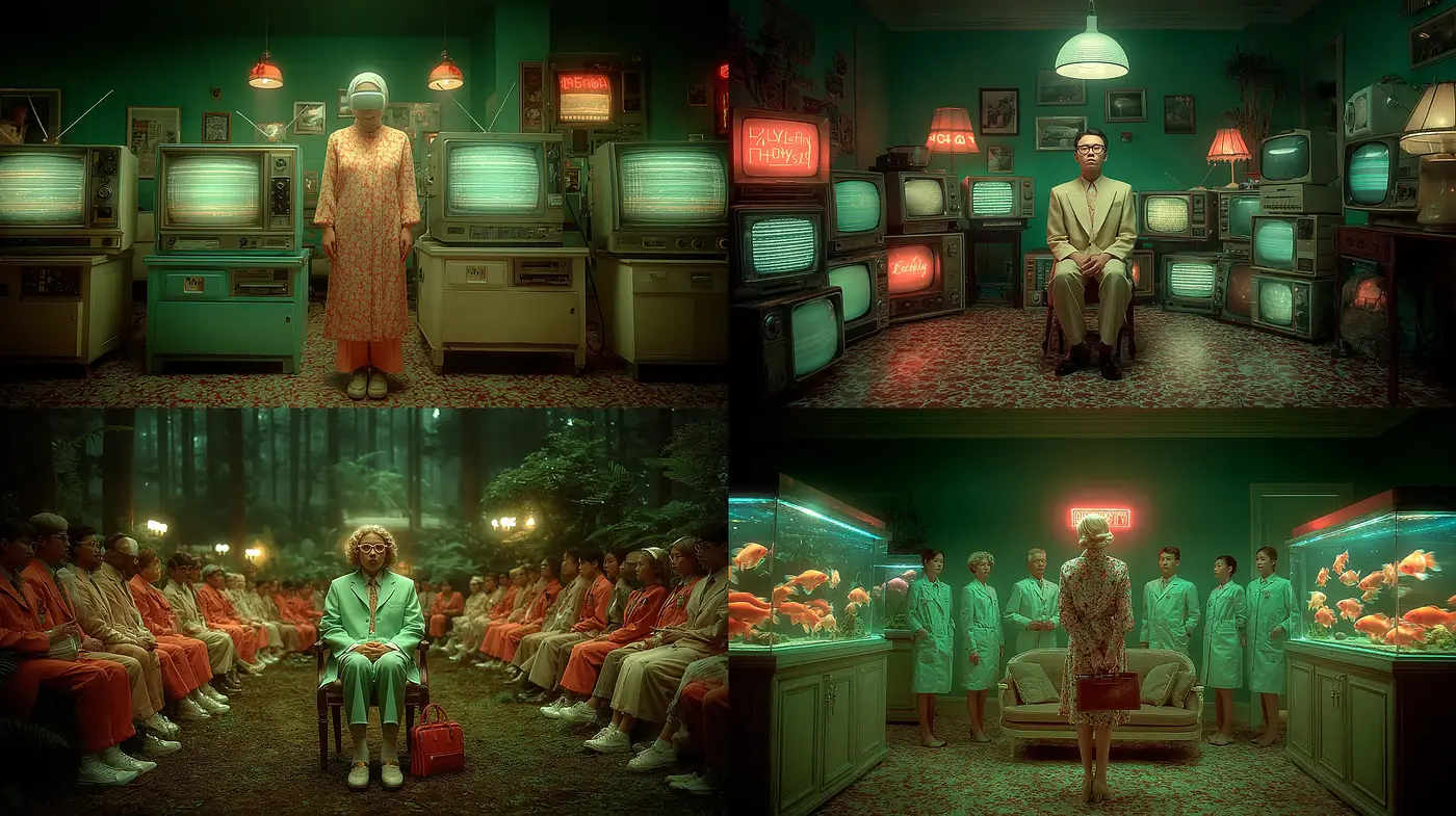 Surreal Retro Futurism with Cinematic Influences - Midjourney sref style