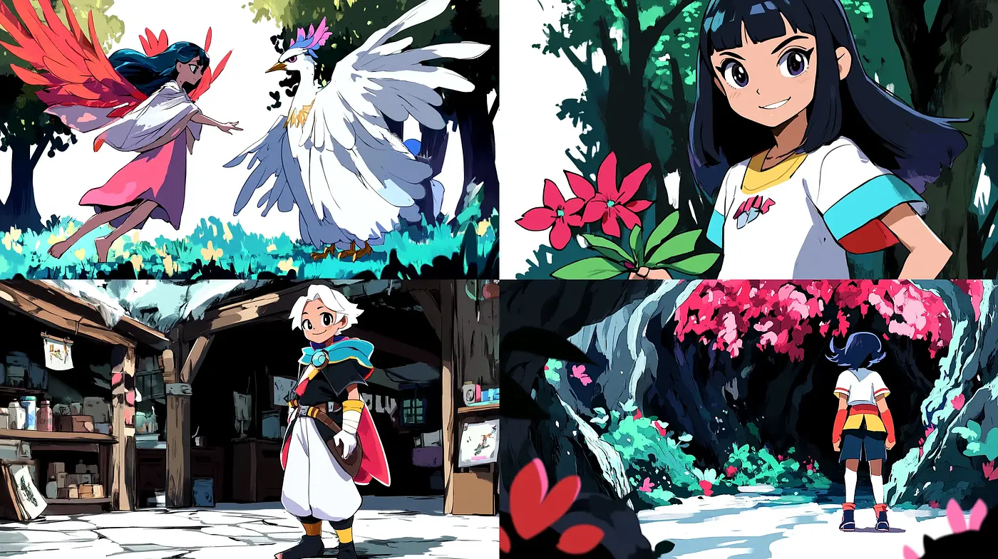 Vibrant Anime-Inspired Illustrative Tableau - Midjourney sref style