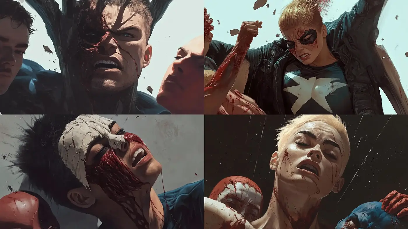Dynamic Graphic Novel-Inspired Intensity with a Painterly Realism - Midjourney sref style