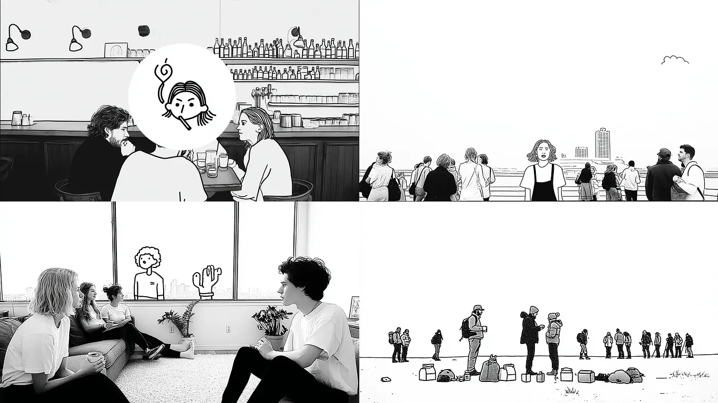 Minimalist Black and White with Playful Illustrative Elements and a Contemporary Vibe - Midjourney sref style