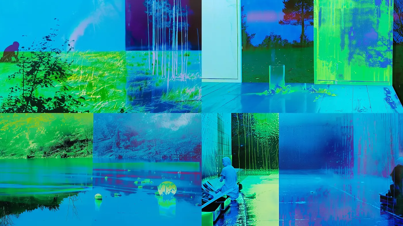 Abstract Digital Fusion with a Psychedelic Neon Palette - Midjourney sref style