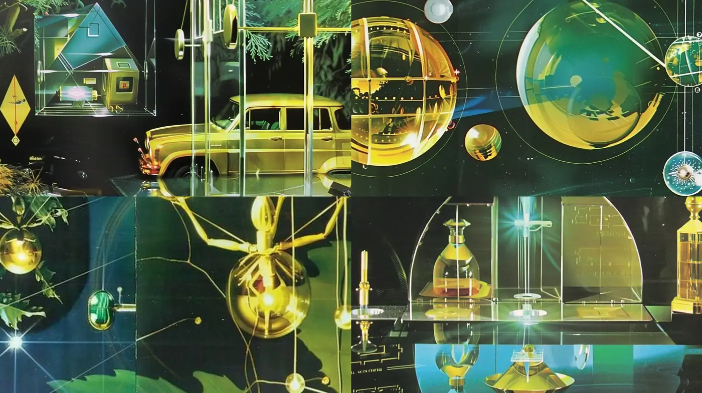 Luminous Retrofuturism in Abstract Sci-Fi Artworks - Midjourney sref style