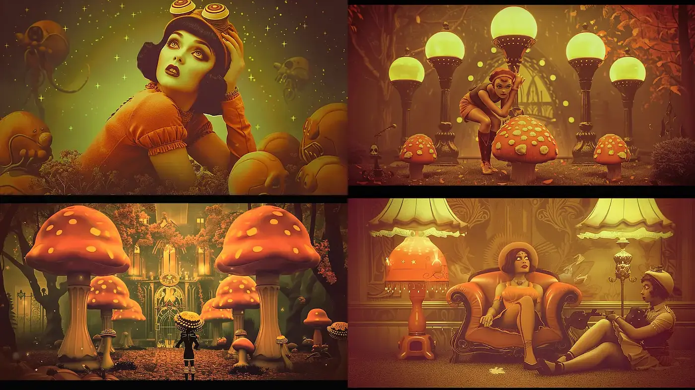 Surreal and Whimsical Fantasy with a Vintage Twist - Midjourney sref style