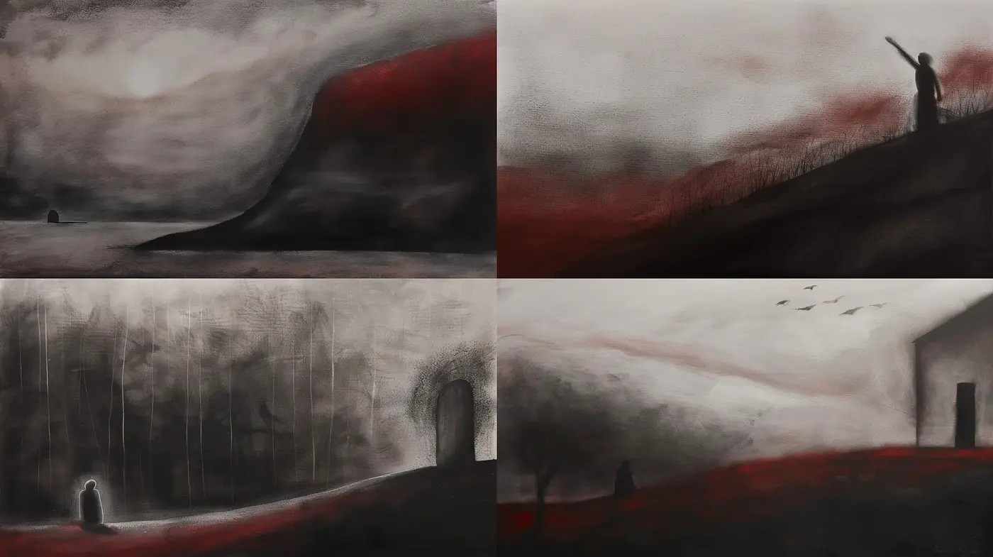 Ephemeral Shades of Melancholy: A Consistent Exploration in Monochromatic Tones - Midjourney sref style