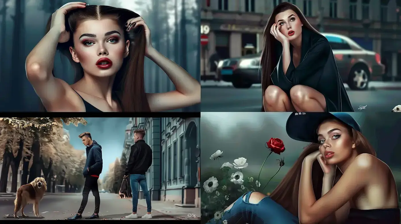 Modern Portraiture with a Blend of Urban Elements and Soft Naturalistic Features - Midjourney sref style
