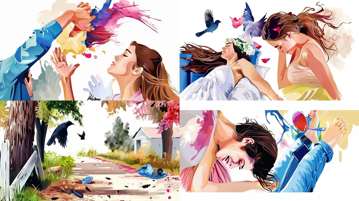 Vividly Whimsical Vignettes: A Harmonious Blend of Graphic Novel Artistry and Impressionistic Hues - Midjourney sref style